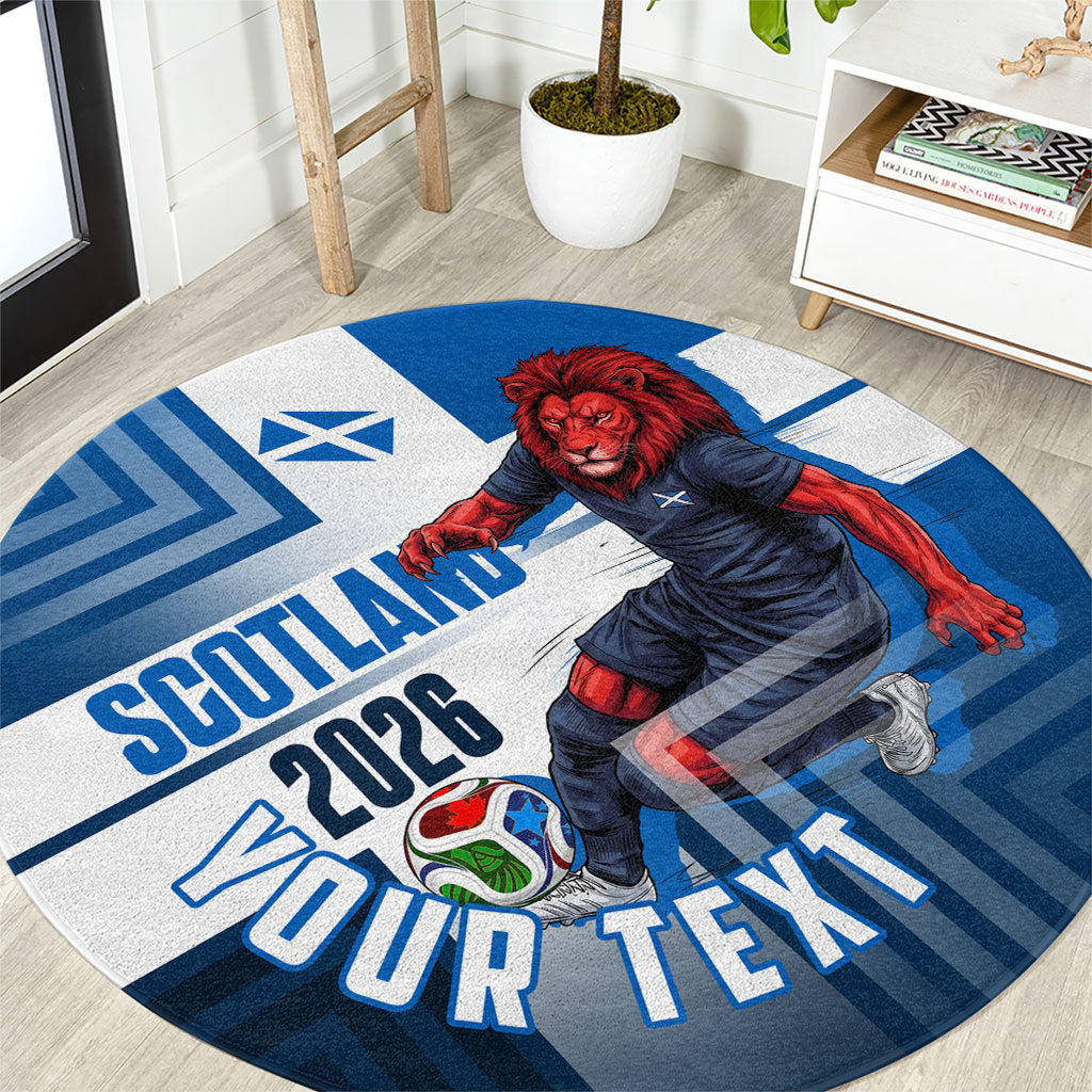 Personalized Scotland Football 2026 Round Carpet Scottish Soccer Red Lion Mascot Saltire Cross