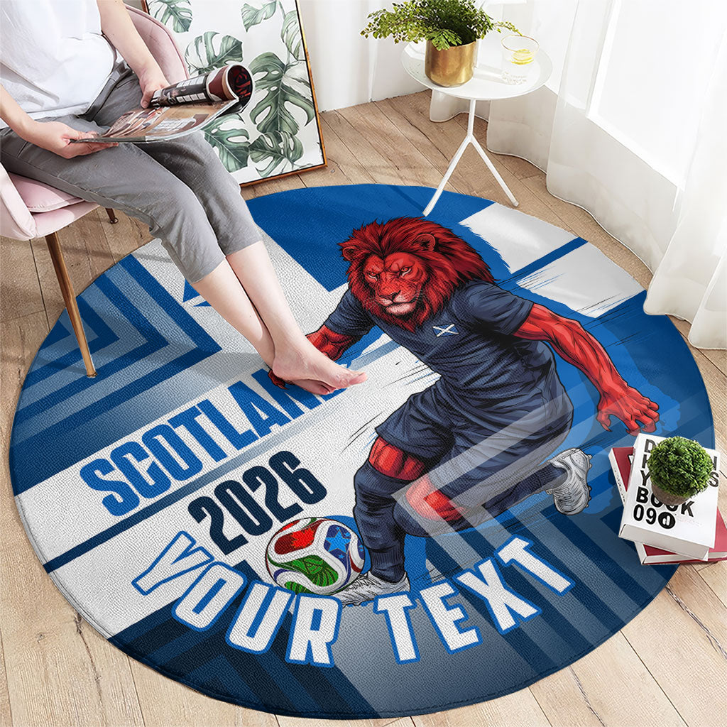 Personalized Scotland Football 2026 Round Carpet Scottish Soccer Red Lion Mascot Saltire Cross