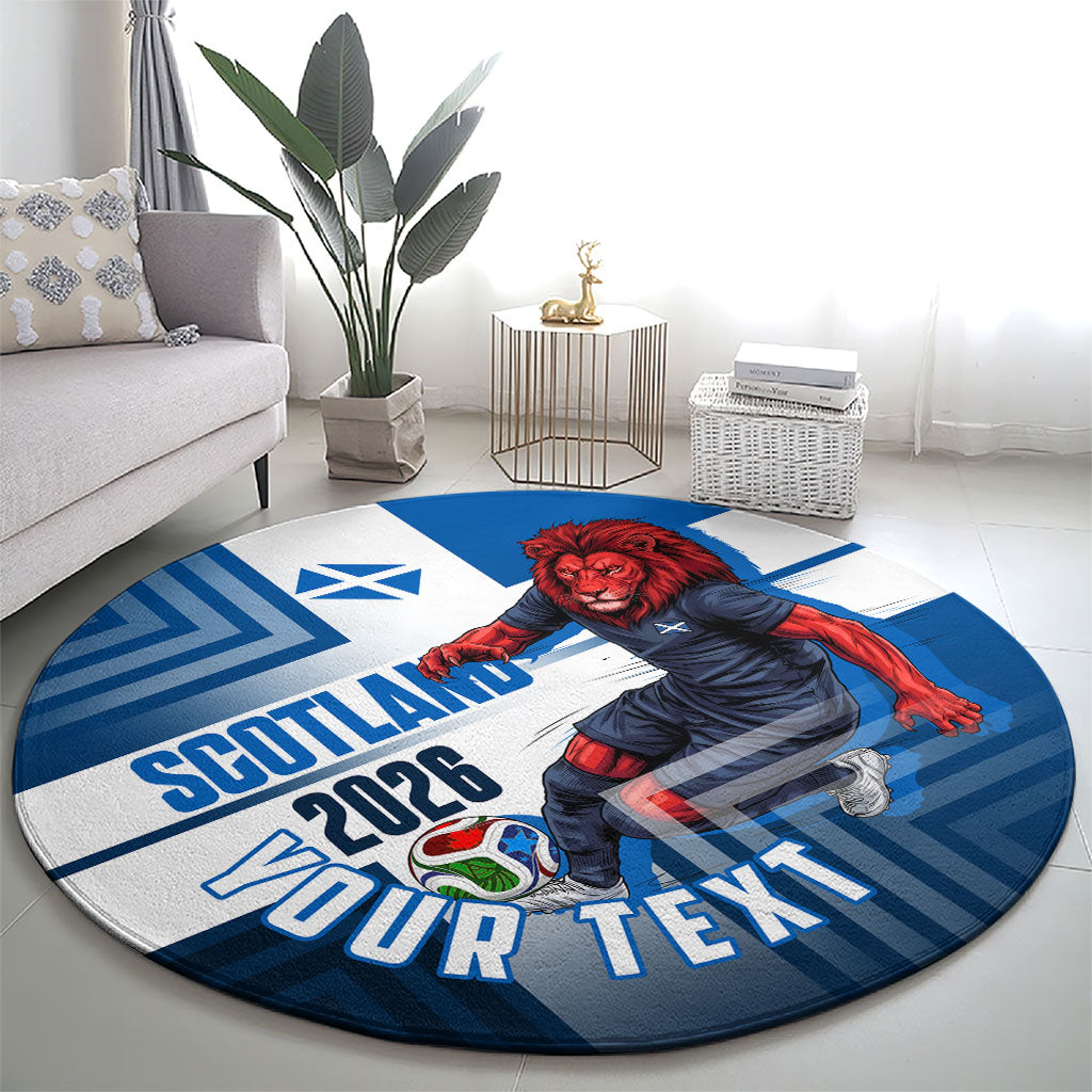 Personalized Scotland Football 2026 Round Carpet Scottish Soccer Red Lion Mascot Saltire Cross