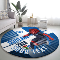 Personalized Scotland Football 2026 Round Carpet Scottish Soccer Red Lion Mascot Saltire Cross