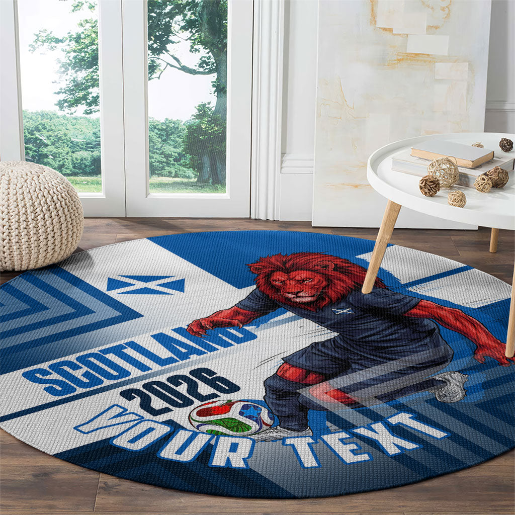 Personalized Scotland Football 2026 Round Carpet Scottish Soccer Red Lion Mascot Saltire Cross