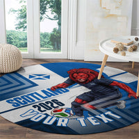 Personalized Scotland Football 2026 Round Carpet Scottish Soccer Red Lion Mascot Saltire Cross