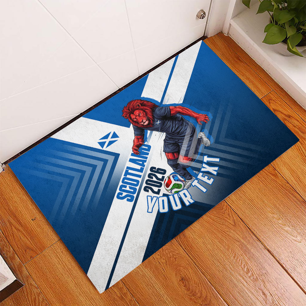 Personalized Scotland Football 2026 Rubber Doormat Scottish Soccer Red Lion Mascot Saltire Cross