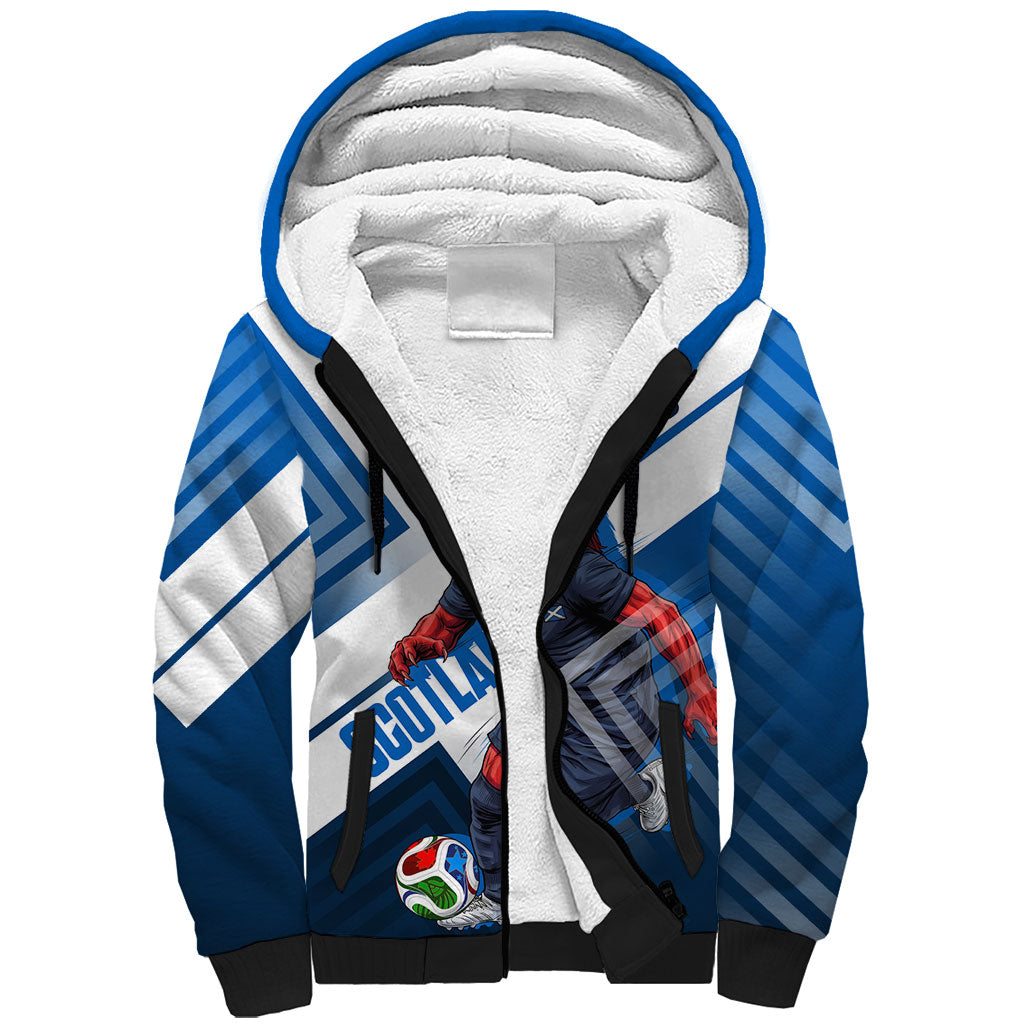 Personalized Scotland Football 2026 Sherpa Hoodie Scottish Soccer Red Lion Mascot Saltire Cross