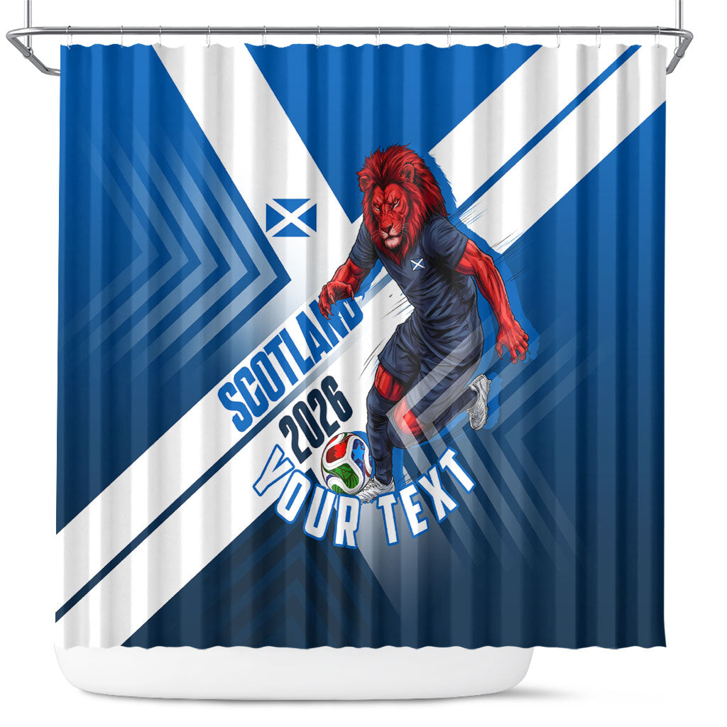 Personalized Scotland Football 2026 Shower Curtain Scottish Soccer Red Lion Mascot Saltire Cross
