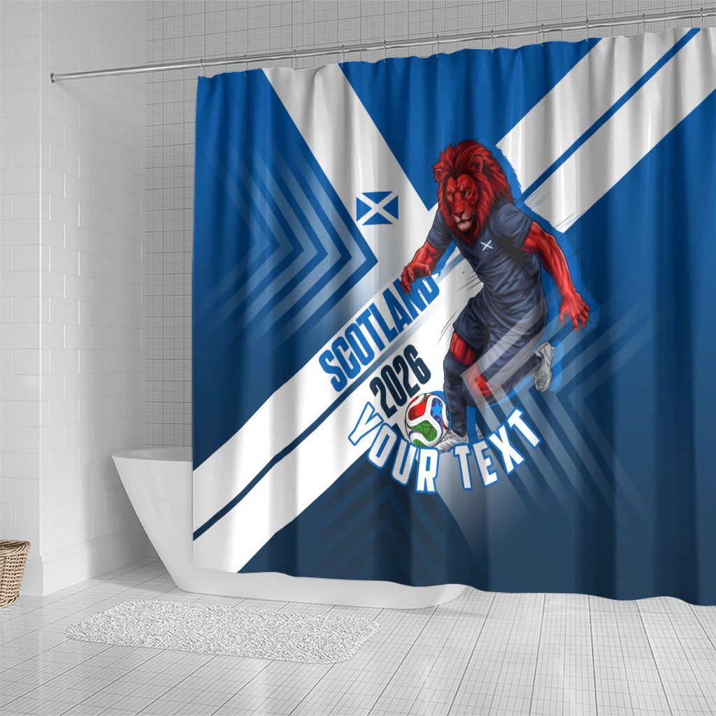Personalized Scotland Football 2026 Shower Curtain Scottish Soccer Red Lion Mascot Saltire Cross