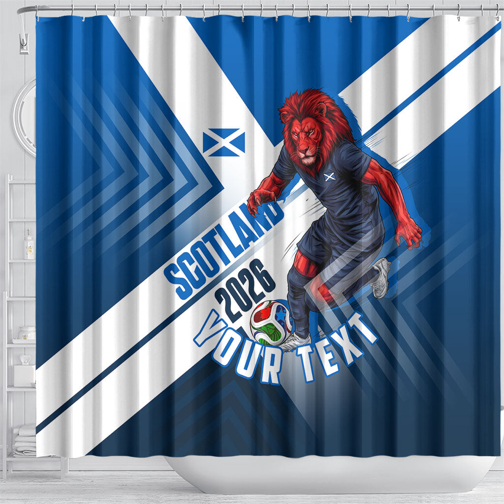 Personalized Scotland Football 2026 Shower Curtain Scottish Soccer Red Lion Mascot Saltire Cross