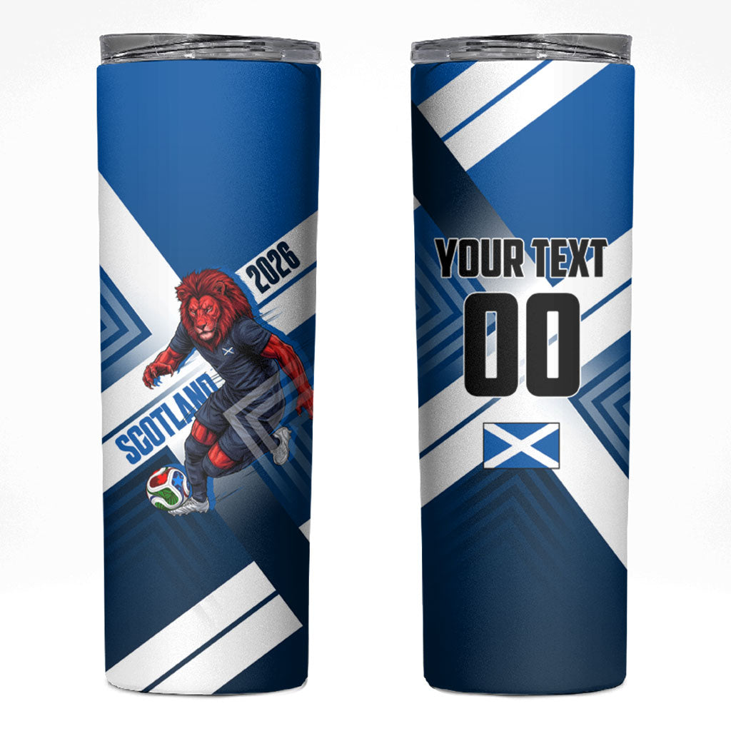Personalized Scotland Football 2026 Skinny Tumbler Scottish Soccer Red Lion Mascot Saltire Cross
