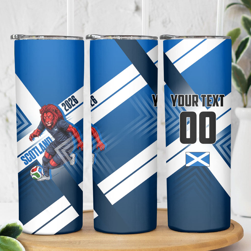 Personalized Scotland Football 2026 Skinny Tumbler Scottish Soccer Red Lion Mascot Saltire Cross