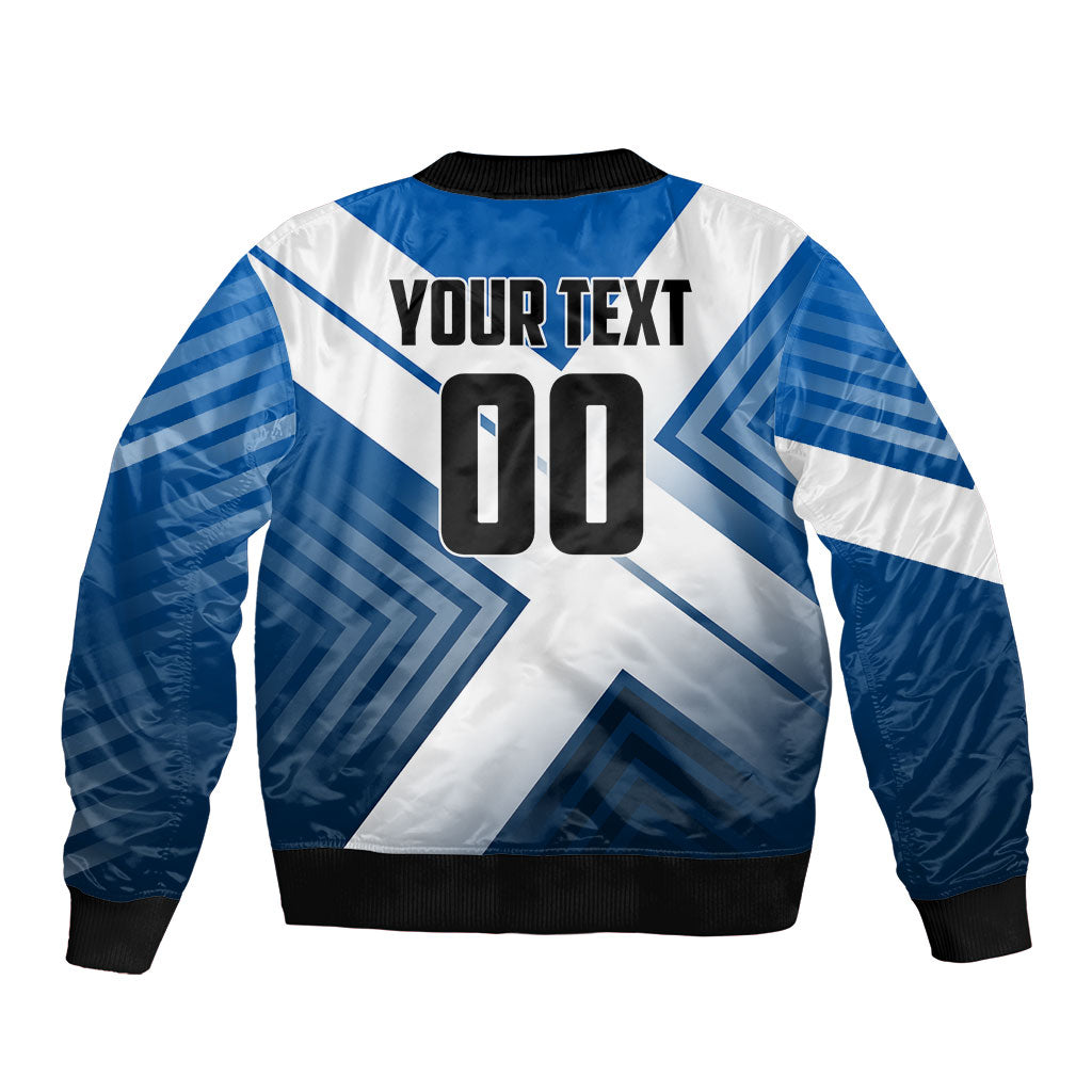 Personalized Scotland Football 2026 Sleeve Zip Bomber Jacket Scottish Soccer Red Lion Mascot Saltire Cross