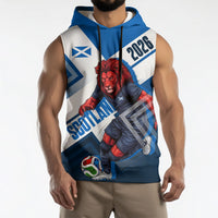 Personalized Scotland Football 2026 Sleeveless Hoodie Scottish Soccer Red Lion Mascot Saltire Cross