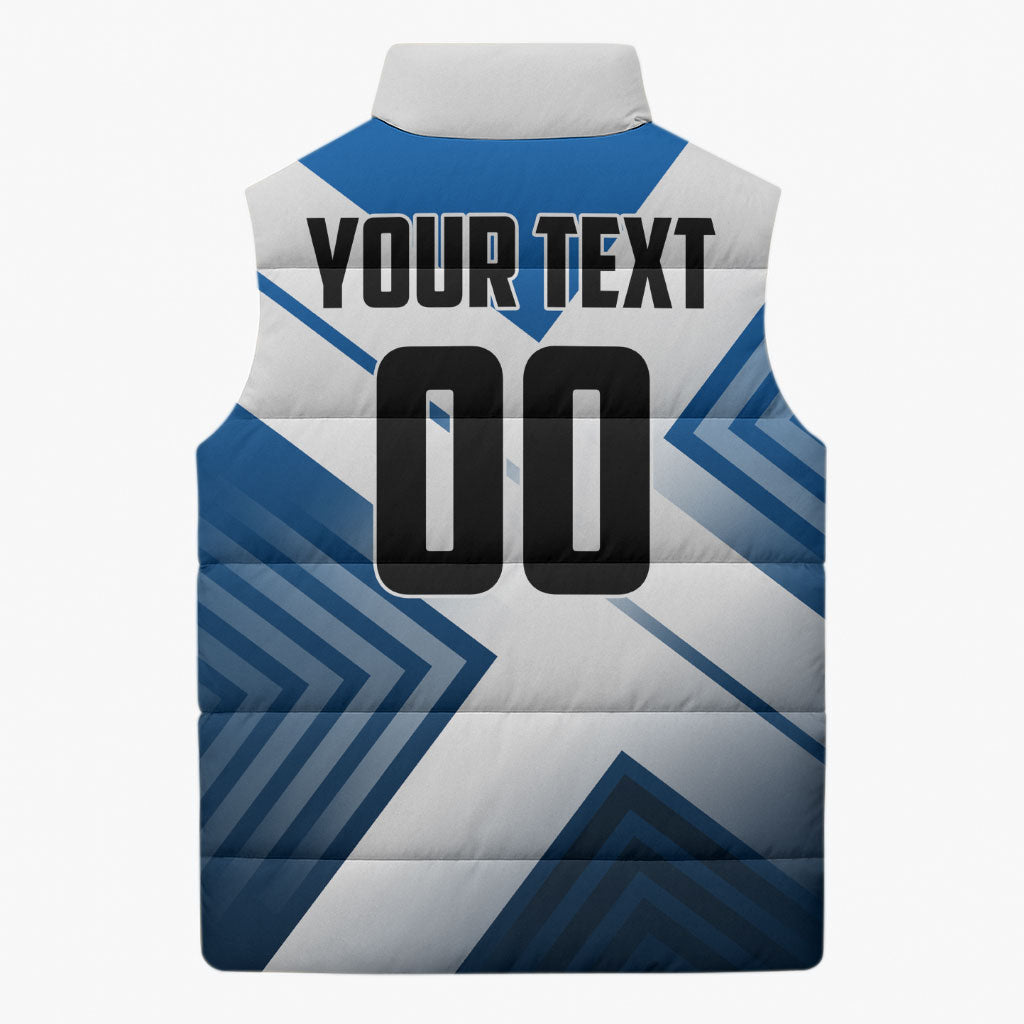 Personalized Scotland Football 2026 Sleeveless Puffer Jacket Scottish Soccer Red Lion Mascot Saltire Cross