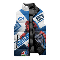 Personalized Scotland Football 2026 Sleeveless Puffer Jacket Scottish Soccer Red Lion Mascot Saltire Cross
