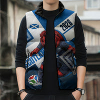 Personalized Scotland Football 2026 Sleeveless Puffer Jacket Scottish Soccer Red Lion Mascot Saltire Cross