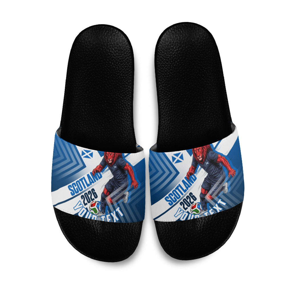 Personalized Scotland Football 2026 Slide Sandals Scottish Soccer Red Lion Mascot Saltire Cross