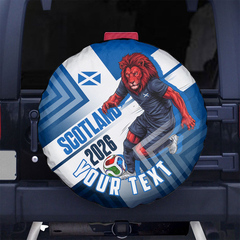Personalized Scotland Football 2026 Spare Tire Cover Scottish Soccer Red Lion Mascot Saltire Cross