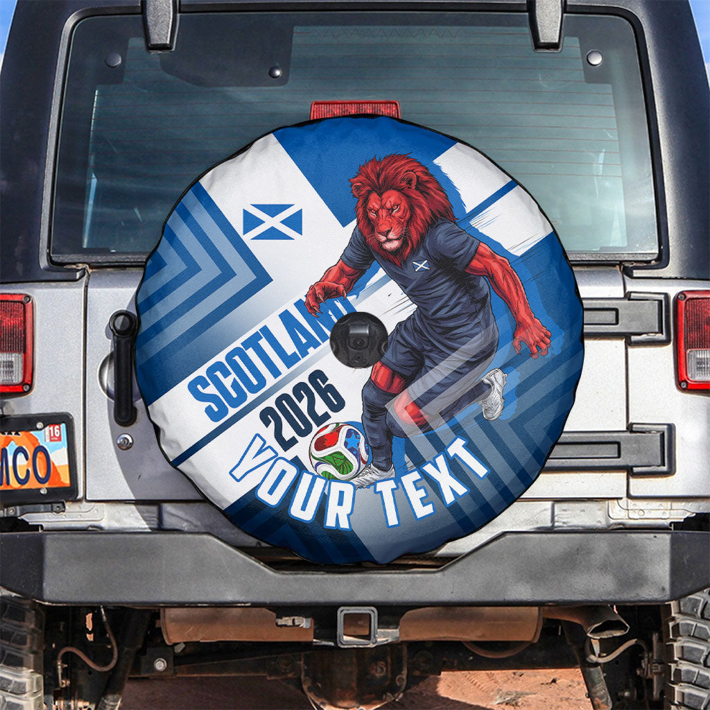 Personalized Scotland Football 2026 Spare Tire Cover Scottish Soccer Red Lion Mascot Saltire Cross
