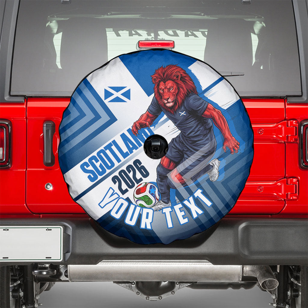 Personalized Scotland Football 2026 Spare Tire Cover Scottish Soccer Red Lion Mascot Saltire Cross