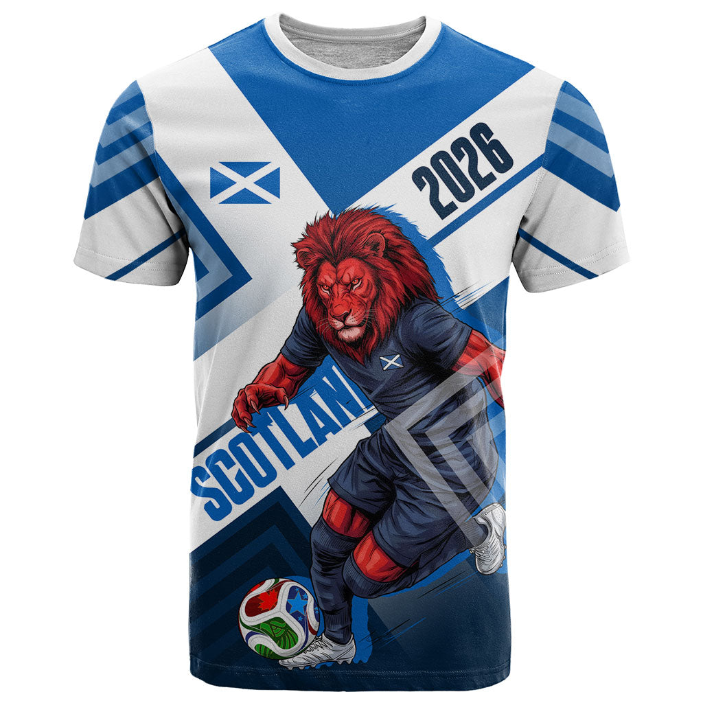 Personalized Scotland Football 2026 T Shirt Scottish Soccer Red Lion Mascot Saltire Cross