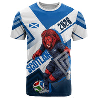 Personalized Scotland Football 2026 T Shirt Scottish Soccer Red Lion Mascot Saltire Cross