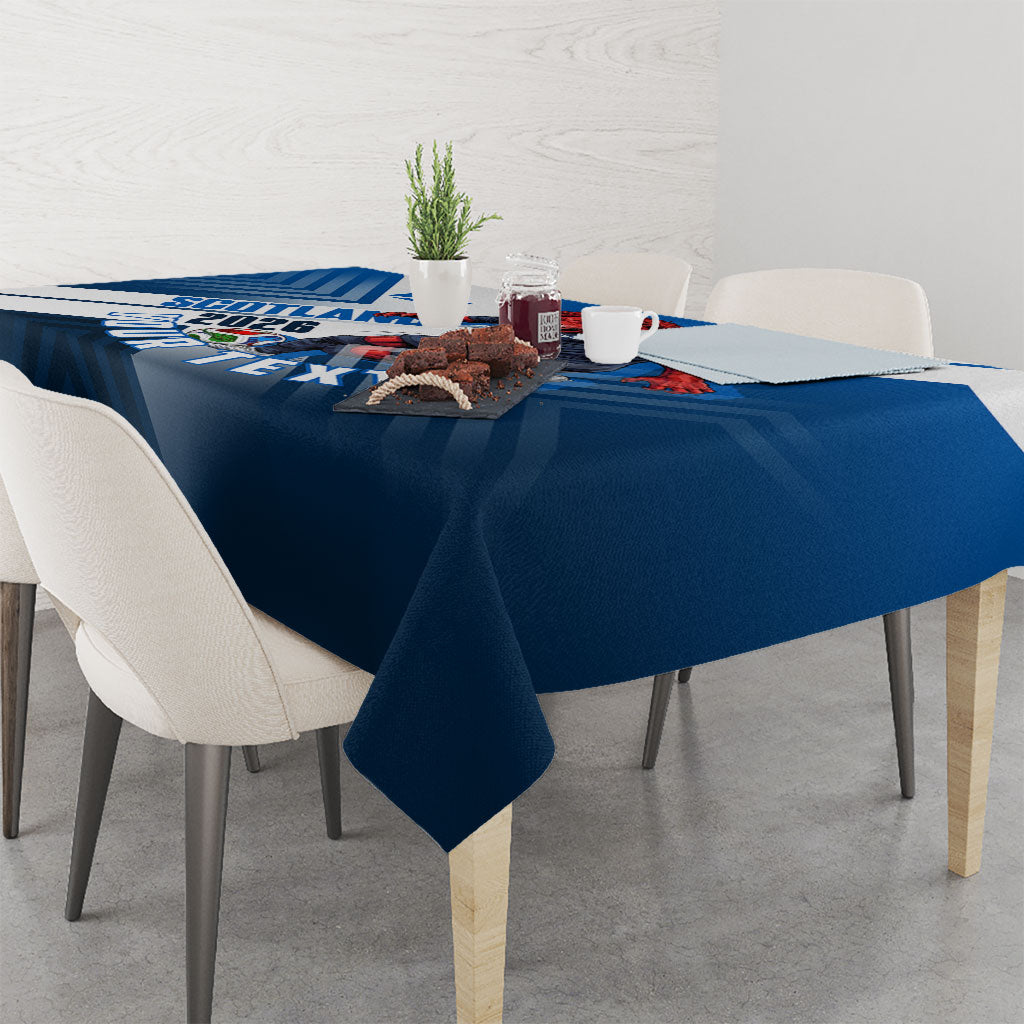 Personalized Scotland Football 2026 Tablecloth Scottish Soccer Red Lion Mascot Saltire Cross