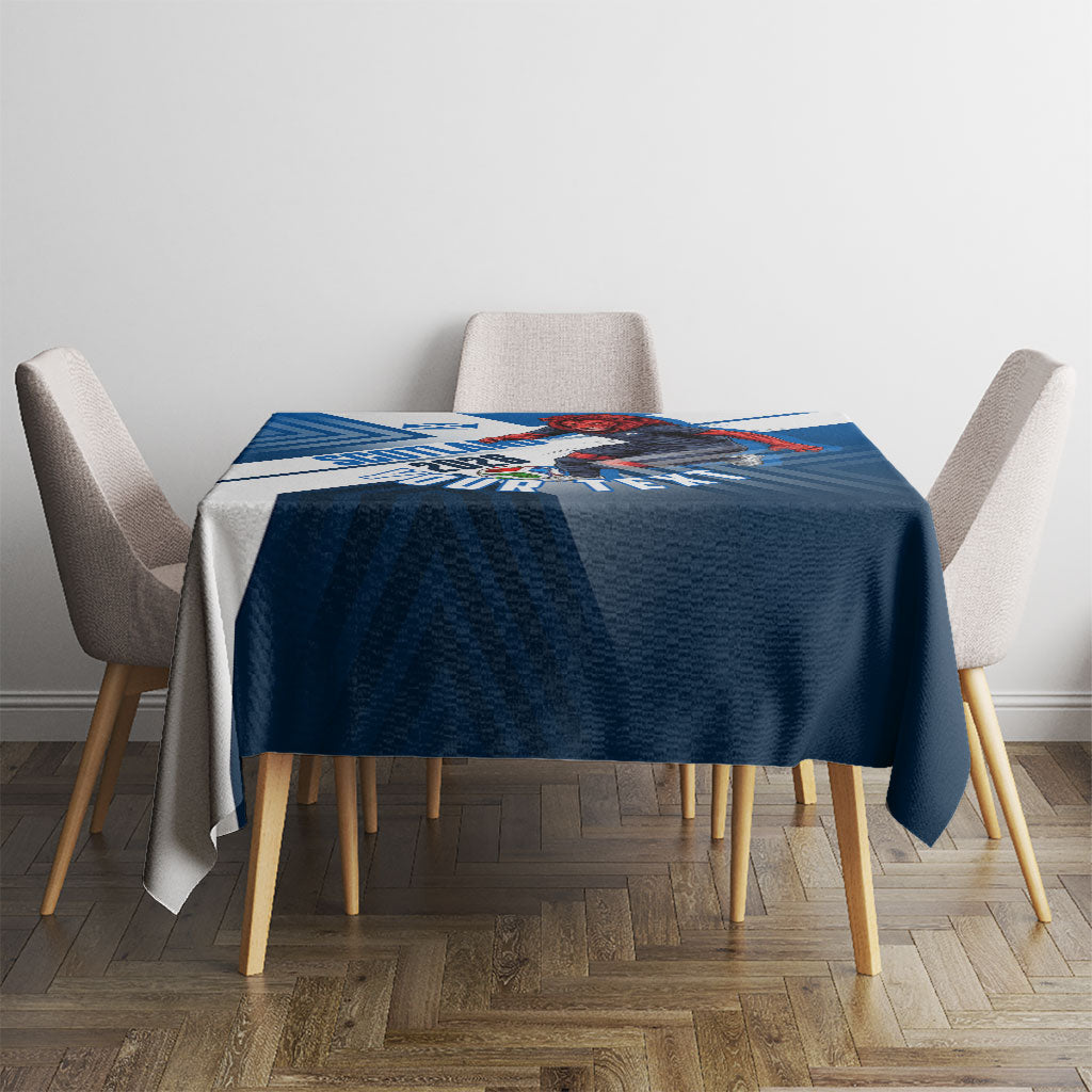 Personalized Scotland Football 2026 Tablecloth Scottish Soccer Red Lion Mascot Saltire Cross