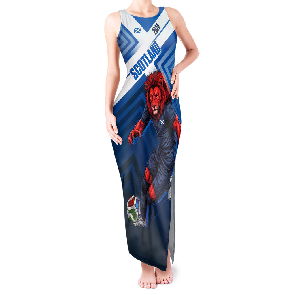 Personalized Scotland Football 2026 Tank Maxi Dress Scottish Soccer Red Lion Mascot Saltire Cross