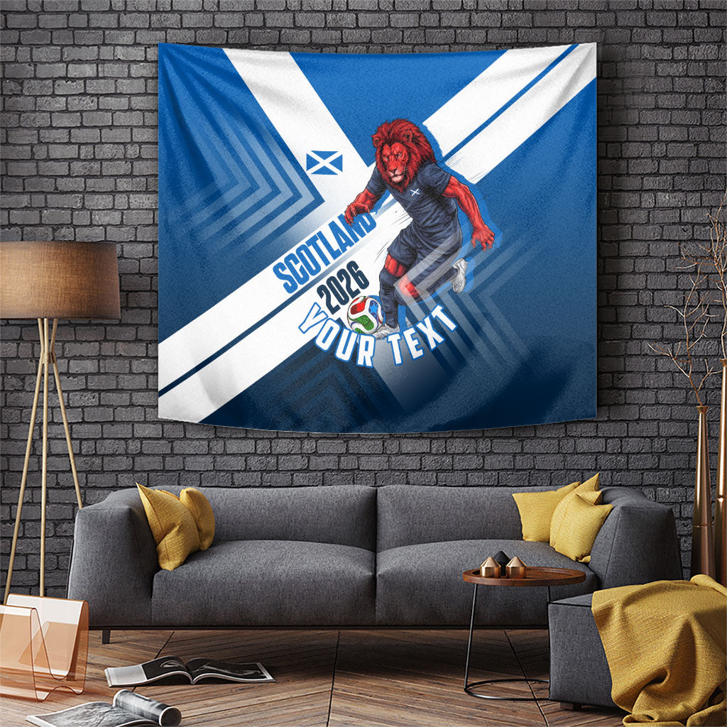 Personalized Scotland Football 2026 Tapestry Scottish Soccer Red Lion Mascot Saltire Cross