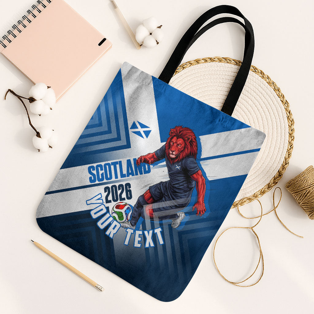 Personalized Scotland Football 2026 Tote Bag Scottish Soccer Red Lion Mascot Saltire Cross