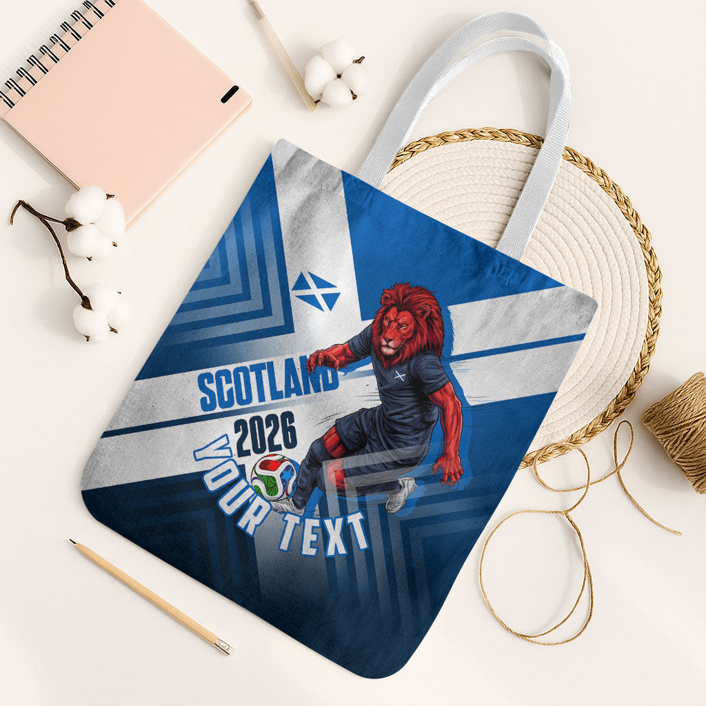 Personalized Scotland Football 2026 Tote Bag Scottish Soccer Red Lion Mascot Saltire Cross
