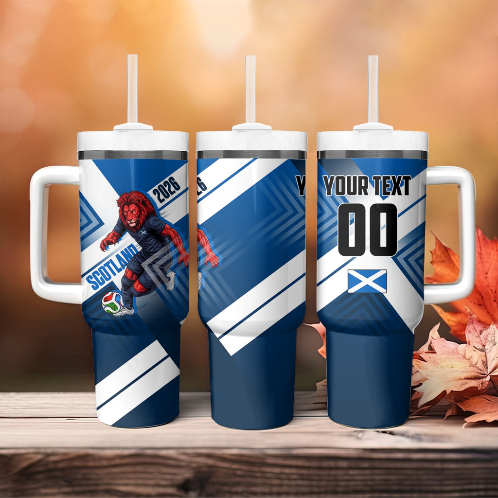 Personalized Scotland Football 2026 Tumbler With Handle Scottish Soccer Red Lion Mascot Saltire Cross