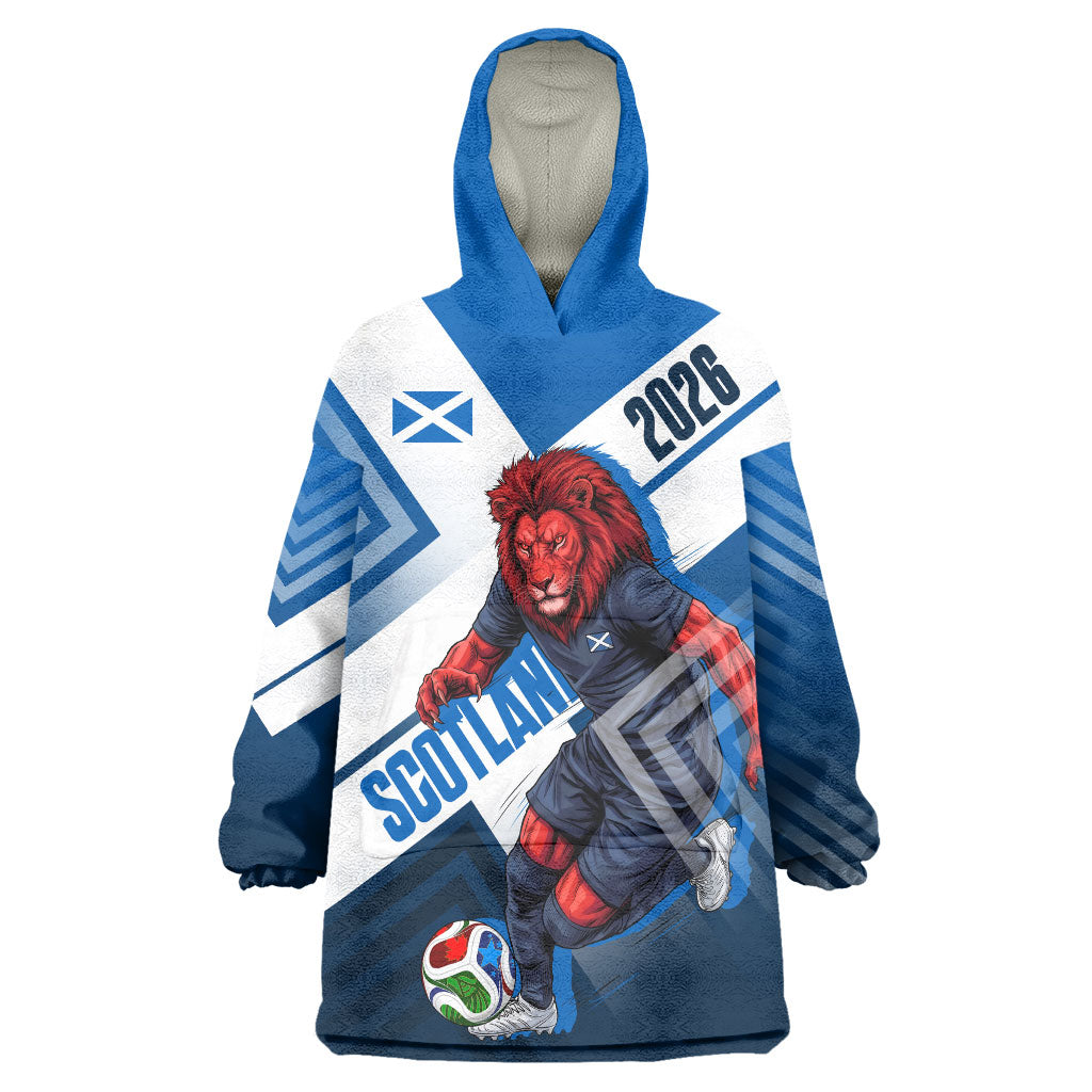 Personalized Scotland Football 2026 Wearable Blanket Hoodie Scottish Soccer Red Lion Mascot Saltire Cross