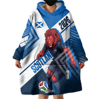 Personalized Scotland Football 2026 Wearable Blanket Hoodie Scottish Soccer Red Lion Mascot Saltire Cross
