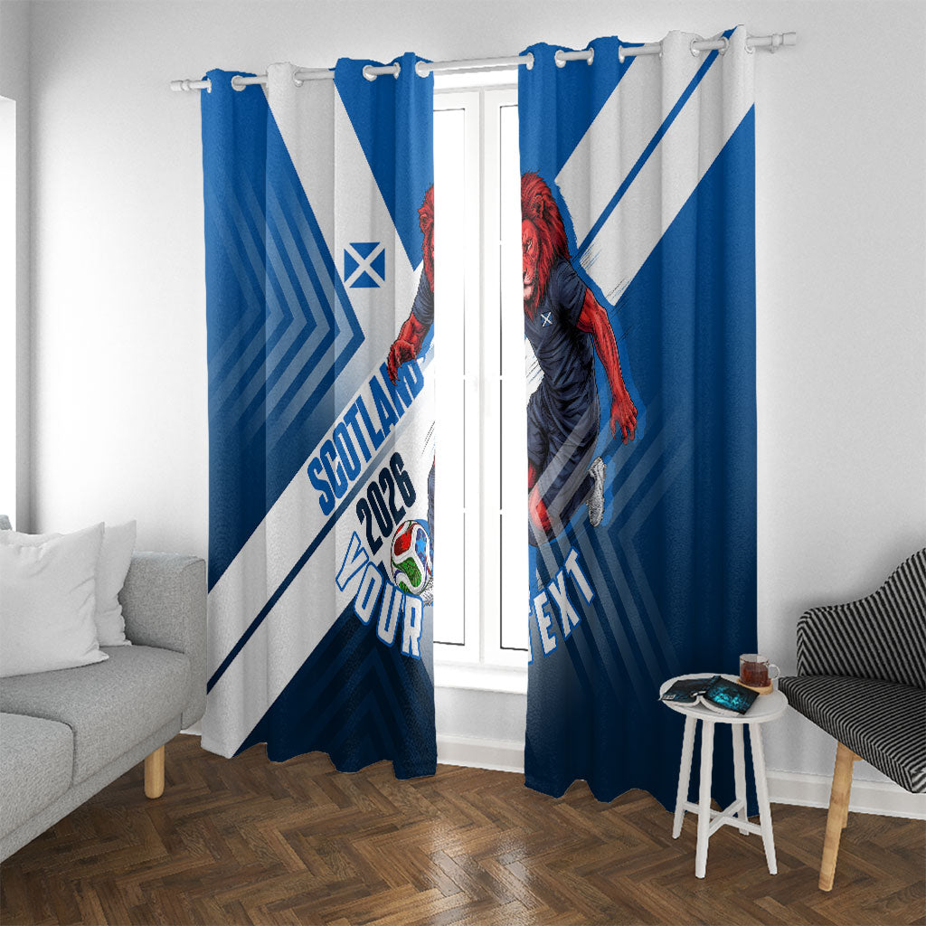 Personalized Scotland Football 2026 Window Curtain Scottish Soccer Red Lion Mascot Saltire Cross