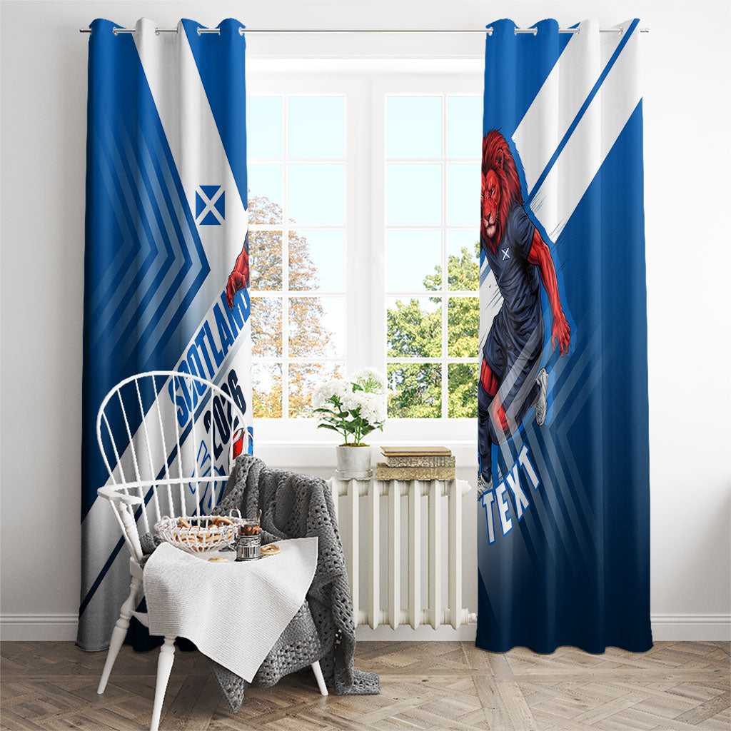 Personalized Scotland Football 2026 Window Curtain Scottish Soccer Red Lion Mascot Saltire Cross