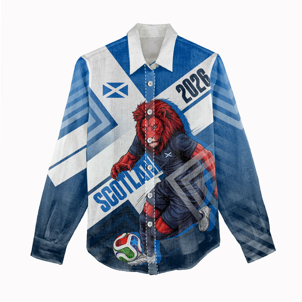 Personalized Scotland Football 2026 Women Casual Shirt Scottish Soccer Red Lion Mascot Saltire Cross
