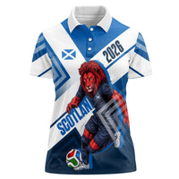 Personalized Scotland Football 2026 Women Polo Shirt Scottish Soccer Red Lion Mascot Saltire Cross