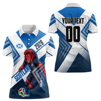 Personalized Scotland Football 2026 Women Polo Shirt Scottish Soccer Red Lion Mascot Saltire Cross