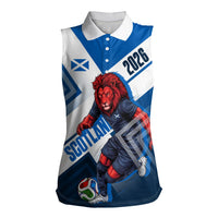 Personalized Scotland Football 2026 Women Sleeveless Polo Shirt Scottish Soccer Red Lion Mascot Saltire Cross