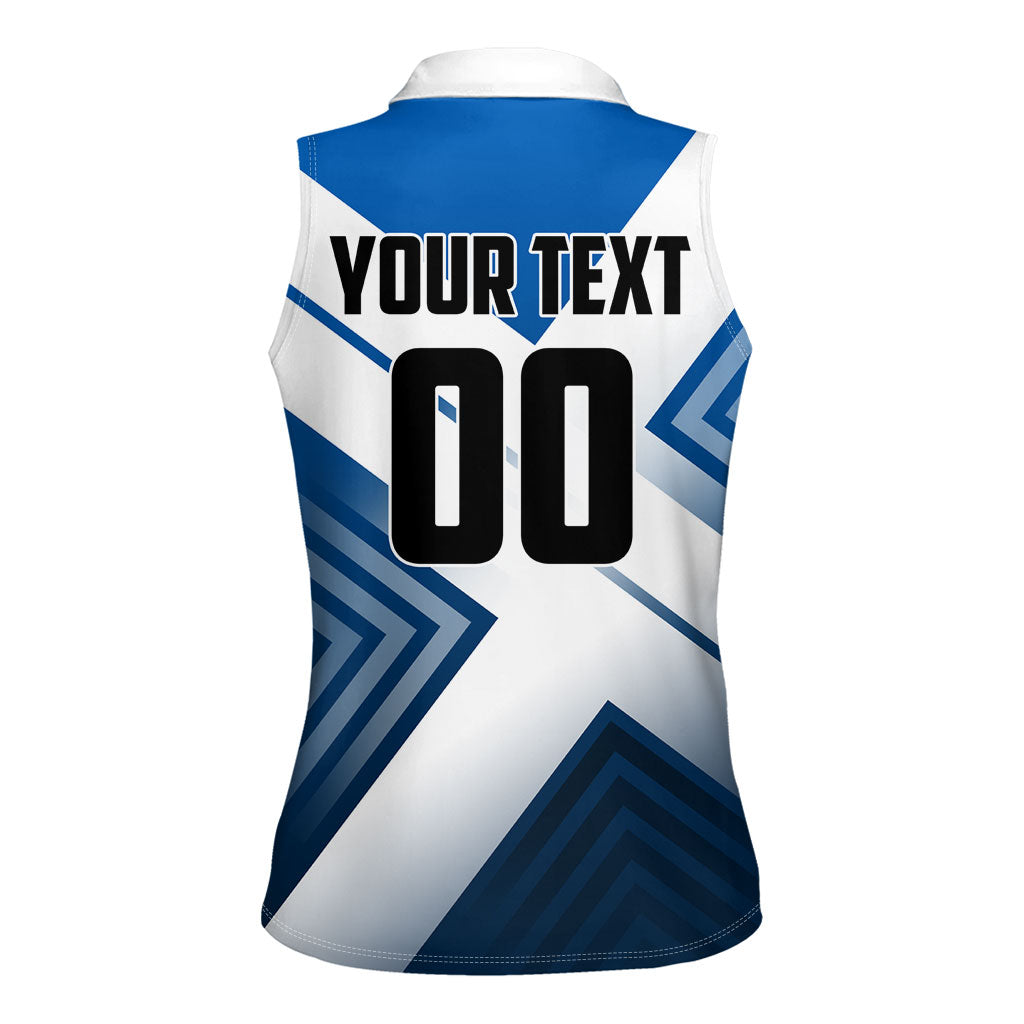 Personalized Scotland Football 2026 Women Sleeveless Polo Shirt Scottish Soccer Red Lion Mascot Saltire Cross