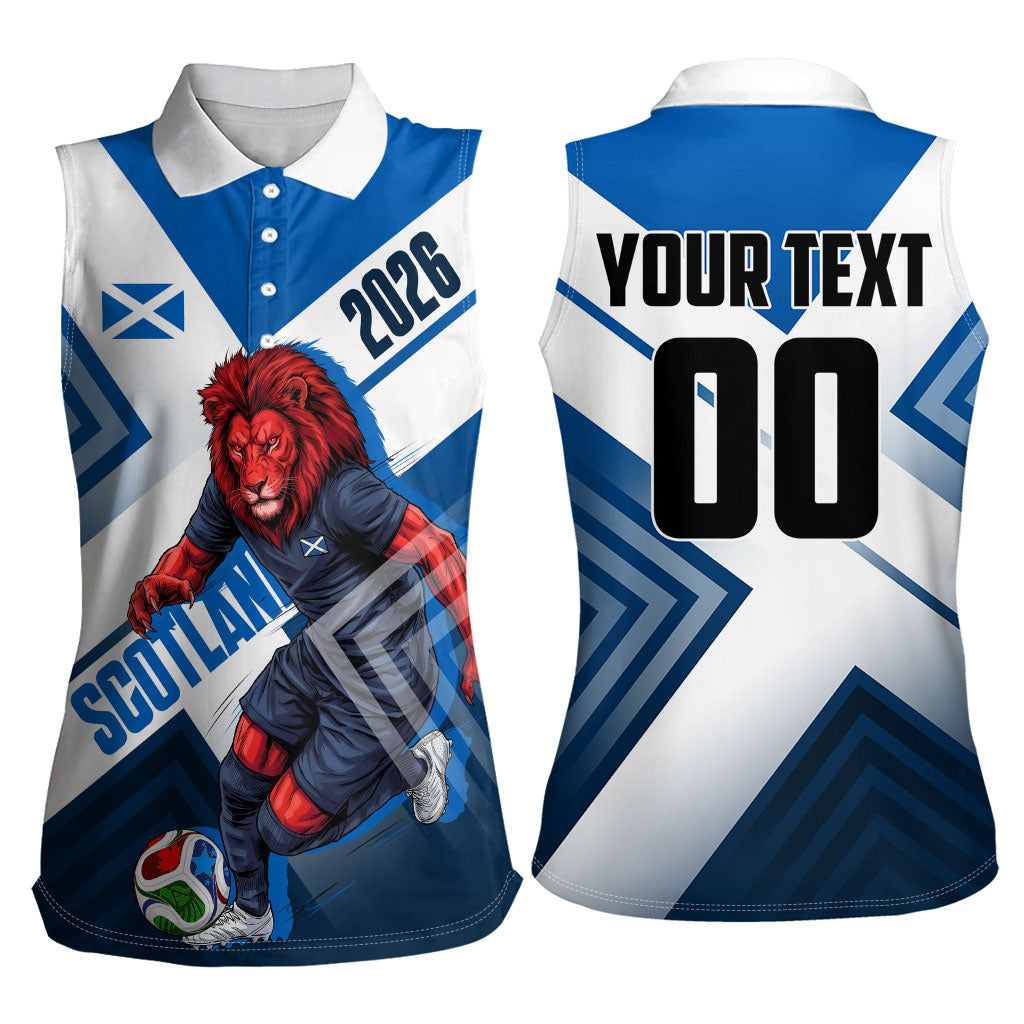 Personalized Scotland Football 2026 Women Sleeveless Polo Shirt Scottish Soccer Red Lion Mascot Saltire Cross