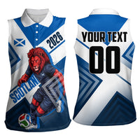 Personalized Scotland Football 2026 Women Sleeveless Polo Shirt Scottish Soccer Red Lion Mascot Saltire Cross
