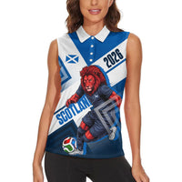 Personalized Scotland Football 2026 Women Sleeveless Polo Shirt Scottish Soccer Red Lion Mascot Saltire Cross