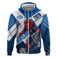 Personalized Scotland Football 2026 Zip Hoodie Scottish Soccer Red Lion Mascot Saltire Cross