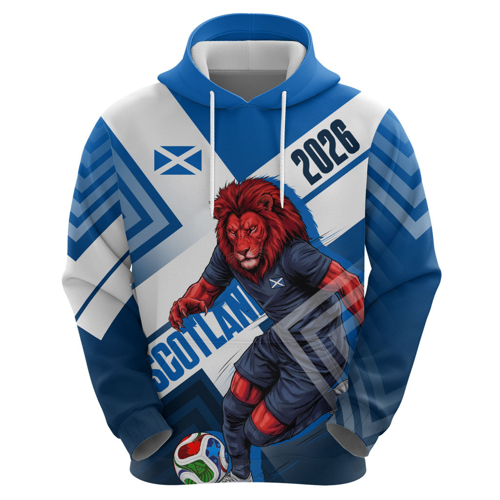 Personalized Scotland Football 2026 Zip Hoodie Scottish Soccer Red Lion Mascot Saltire Cross
