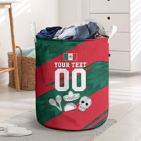 Personalized Mexico Football Jaguar Mascot Laundry Basket Sugar Skull Sombrero Aztec