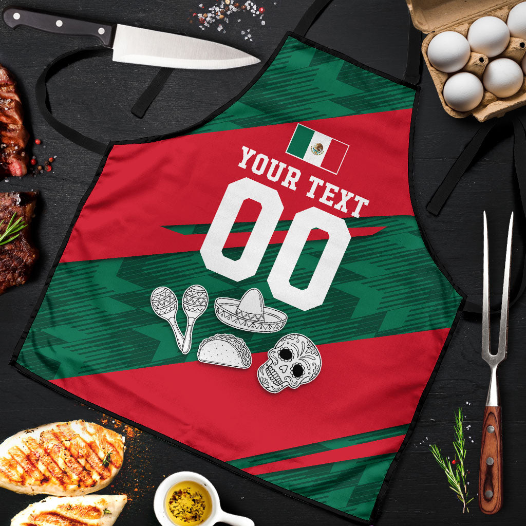 Personalized Mexico Football Jaguar Mascot Apron Sugar Skull Sombrero Aztec