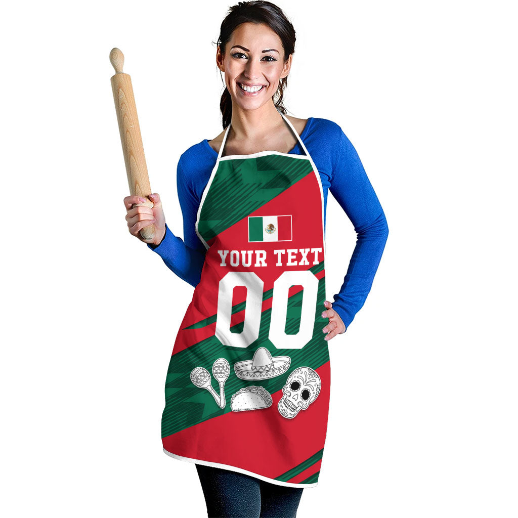 Personalized Mexico Football Jaguar Mascot Apron Sugar Skull Sombrero Aztec