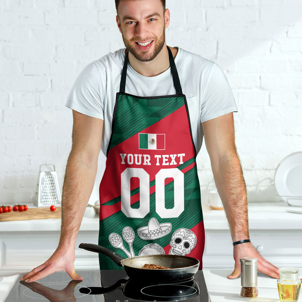 Personalized Mexico Football Jaguar Mascot Apron Sugar Skull Sombrero Aztec