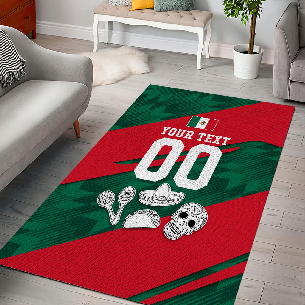 Personalized Mexico Football Jaguar Mascot Area Rug Sugar Skull Sombrero Aztec